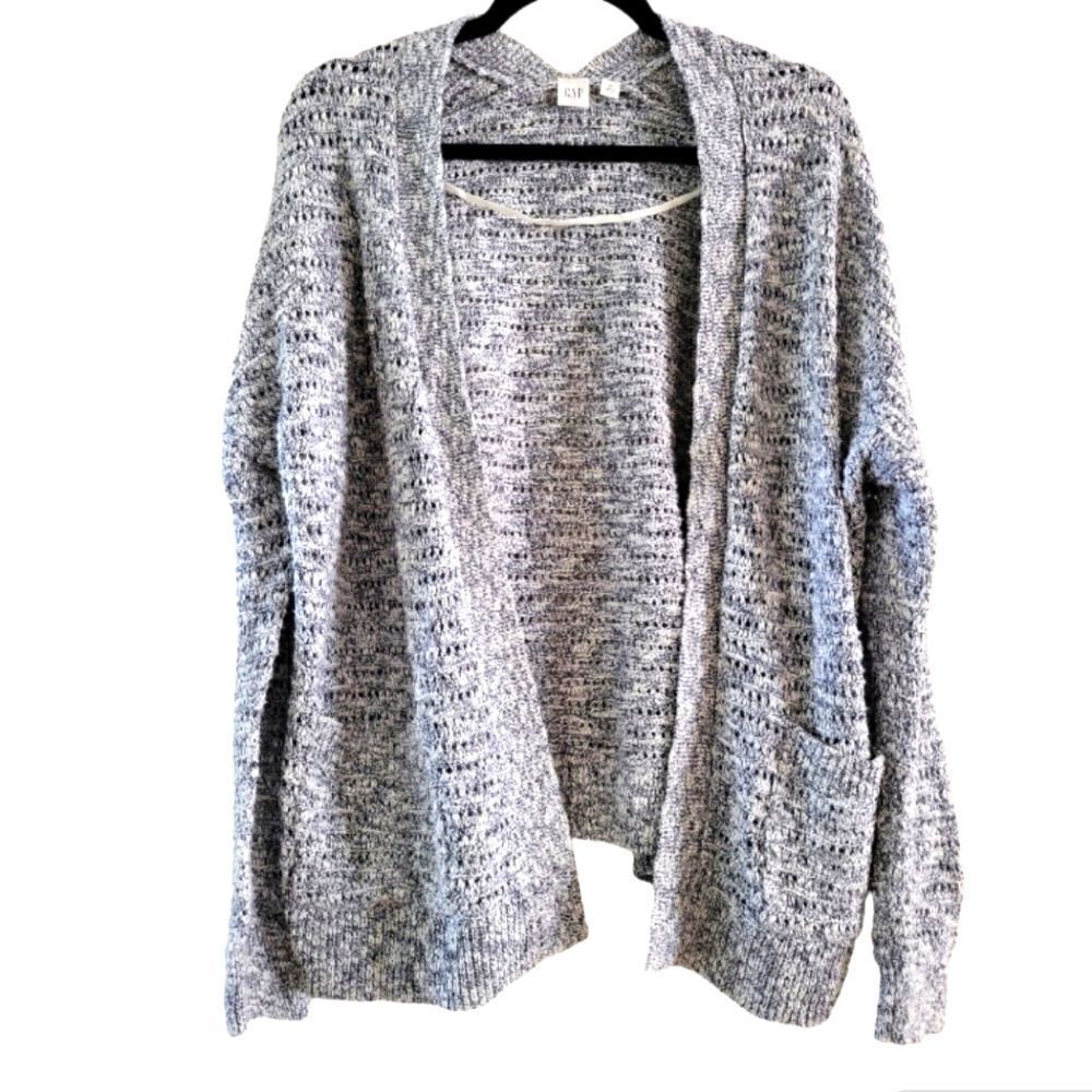 EC GAP OPEN FRONT CHUNKY KNIT SPACE DIE CARDIGAN WITH POCLETS